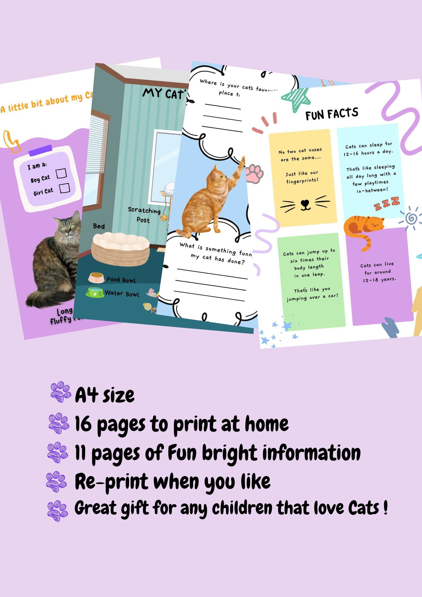 "How To Care For Cats Book" Print Out